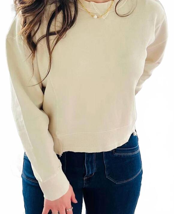 ELAN Tops - NEW ELAN double seamed sweatshirt in stone